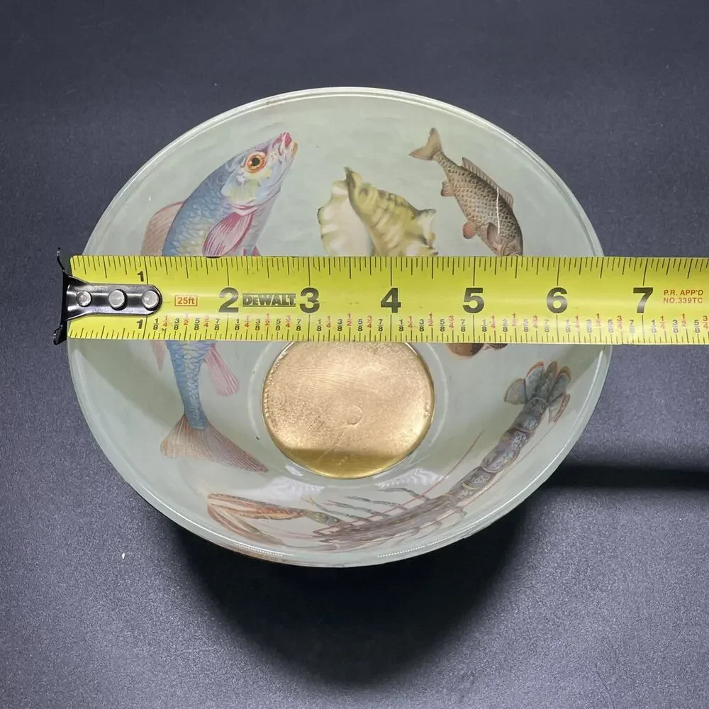 1970-80's B & L Designs Arcoroc/Arcopal Handpainted Glass Bowl Retro Sea Life